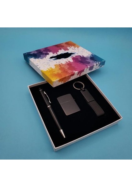 Kalem Çakmak Anahtarlık Siyah Set Dekoratif Hediyelik