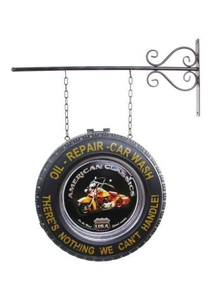 Dekoratif Çift Yönlü Motorsiklet Temalı Ferforje Askı Pano