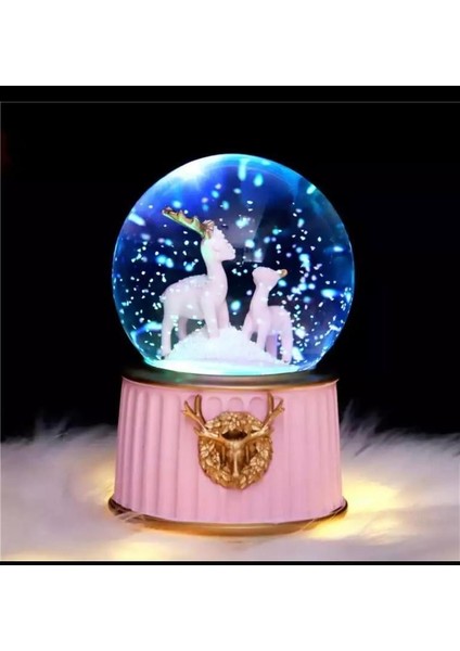 Geyik Temalı Işıklı Müzikli Püskürtmeli Büyük Boy Kar Küresi fiyatları