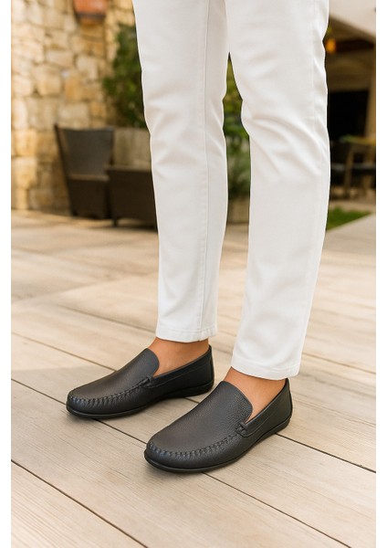 GE0186 Hakiki Deri Esnek Yumuşak Deri Comfort Tokasız Erkek Loafer Babet Ayakkabı