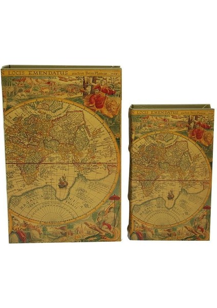 Kutu Kitap Harita 2'li Set Dekoratif Hediyelik indirimleri