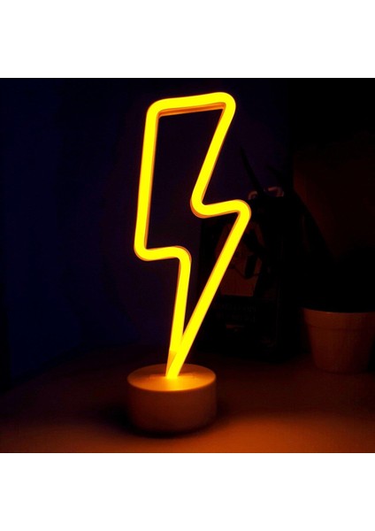 Neon Işıklı Şimşek Lamba Usb+Pil Dekoratif Hediyelik