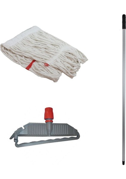 Geniş ve Dayanıklı 3'lü Islak Paspas Mop Seti, Metal Sap ve Tutucu ile Kolay Kullanım modelleri
