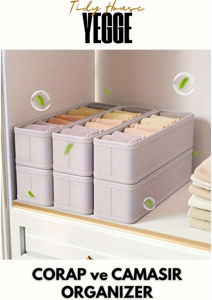 Çekmece ve Dolap Içi Düzenleyici, Raf Düzenleyici, Katlanabilir Çorap ve Çamaşır Organizer Kutu
