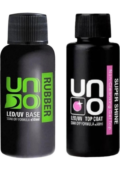 Anil Uno Rubber Base Top Coat 50ML . Uno Super Shıne Top Coat 50 ml . 2li Set