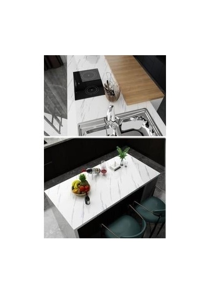 Beyaz Mermer Desenli Yapışkanlı Tezgah Folyosu (3 Mt.x 60 Cm) modelleri