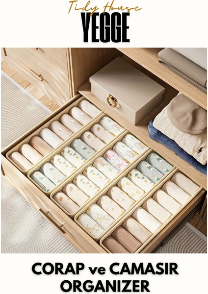 Çekmece ve Dolap Içi Düzenleyici, Raf Düzenleyici, Katlanabilir Çorap ve Çamaşır Organizer Kutu