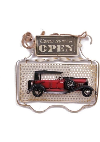 Dekoratif Metal Kapı Yazısı Araba Dekorlu Vintage Hediyelik