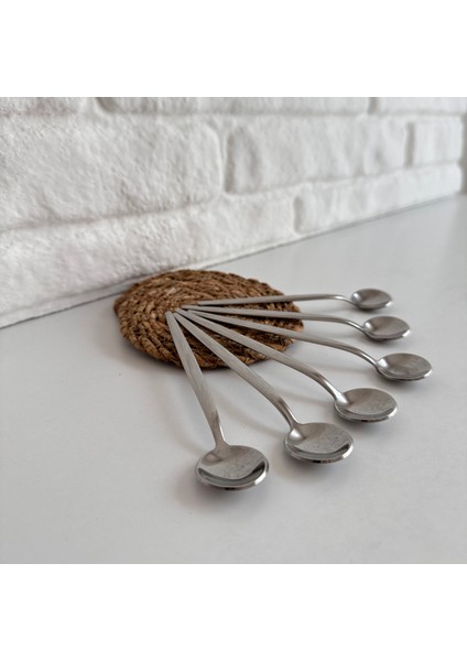 6'lı Gümüş Paslanmaz Çelik (18/10) Uzun Ince Çay Latte Kaşığı fiyatları