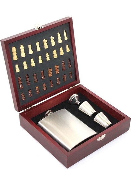 Ahşap Kutulu Satrançlı Matara Seti