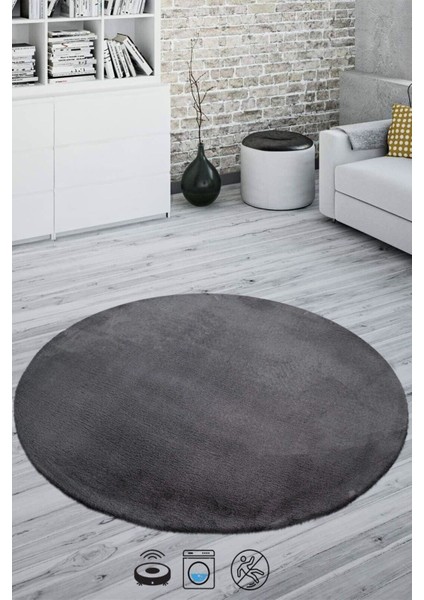 Post Daıre Antrasit Yumuşak Havlı Kaymaz Tabanlı ve Yıkanabilir Peluş Halı Antre Banyo Tuvalet Dekoratif Halı
