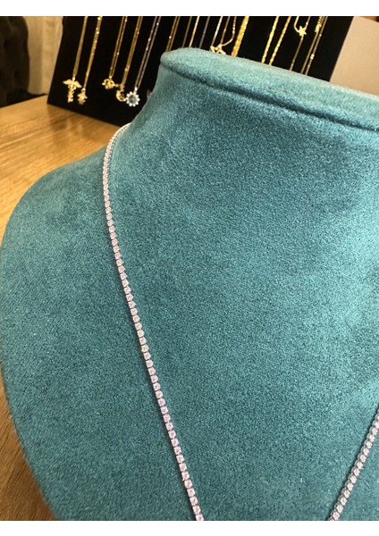 Kadın Çelik Lacivert,pembe,gold Renkli Ince Küplü Su Yolu Kolye