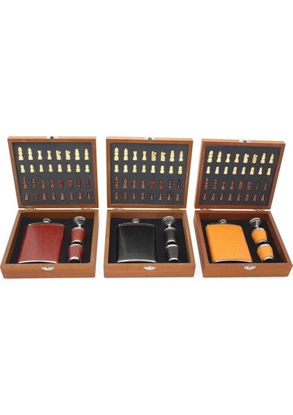 Ahşap Kutulu Satrançlı Matara Seti Derili fiyatları