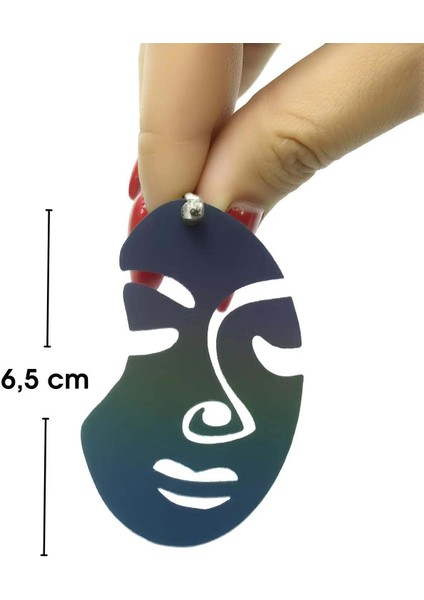 Rainbow Reflektörlü Soyut Kadın Yüzü Küpe, Şık Lazer Kesim Küpe modelleri