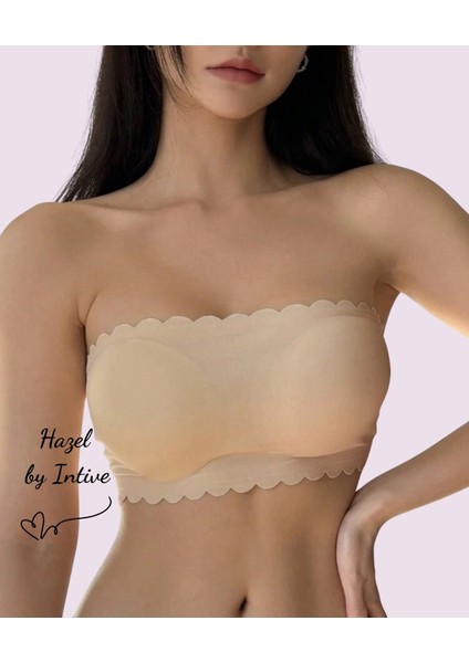 Hazel Silikonlu Askısız Balensiz Lazer Kesim Dikişsiz Çıkarılabilir Padli Ithal Straplez Sütyen