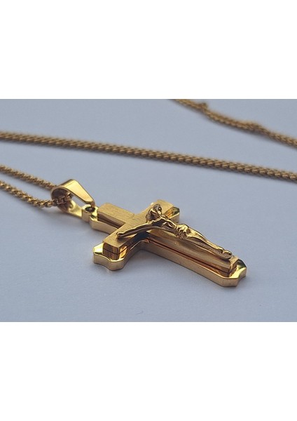 Şıklığın ve Inancın Simgesi Minimal Tasarımlı Altın Renk Haç Kolye fiyatları