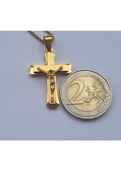 Şıklığın ve Inancın Simgesi Minimal Tasarımlı Altın Renk Haç Kolye fırsatları