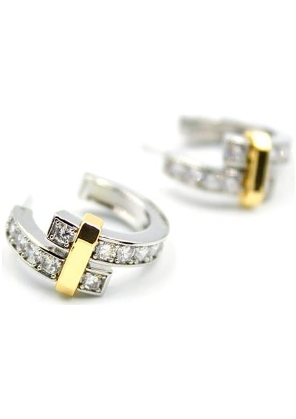 Taşlı Halka Küpe - Gümüş