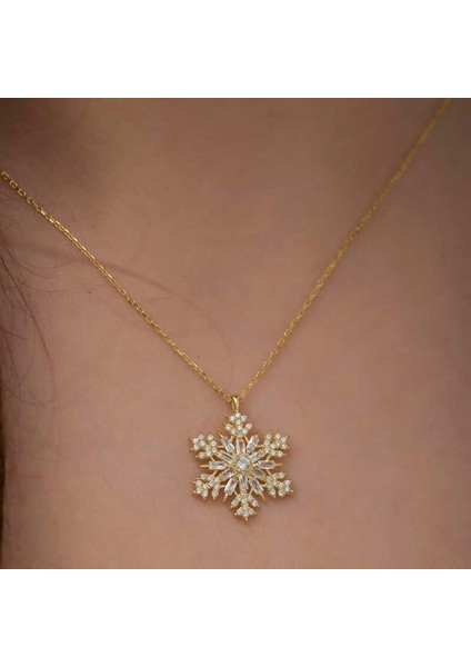 925 Ayar Gümüş Gold Kar Tanesi Kadın Gümüş Kolye fiyatları