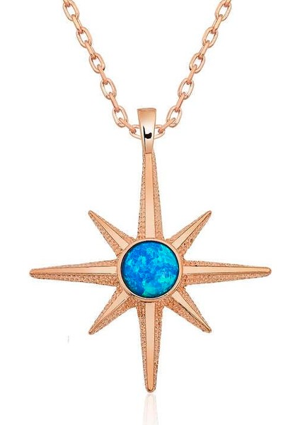 ​gümüş Rose Mavi Opal Taşlı Kutup Yıldızı Kolye fiyatları