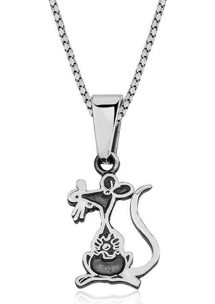 ​925 Ayar Gümüş Fare Unisex Gümüş Kolye