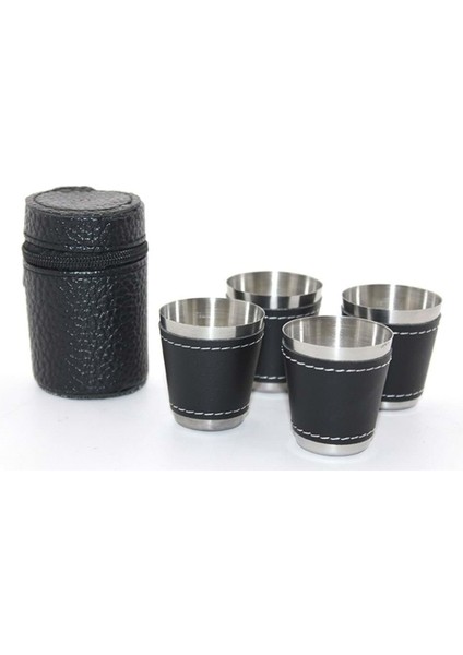 Deri Kılıflı 4'lü Shot Bardak Seti