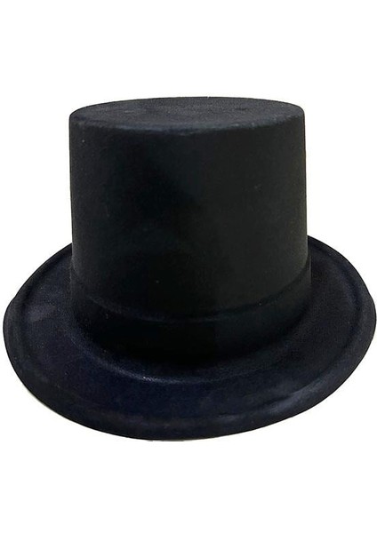 Siyah Renk Plastik Nubuk Kadife Kaplama Fötr Şapka 11 cm