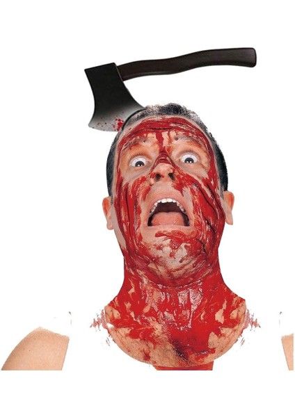 Kafaya Saplanmış Halloween Kanlı Balta Şaka Tacı