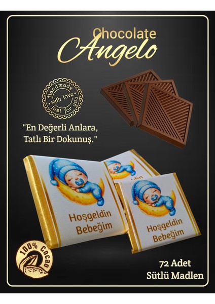 Angelo Chocolate 72 Adet İsim Kuşaklı Erkek Bebek Çikolatası fiyatları