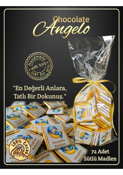 Angelo Chocolate 72 Adet İsim Kuşaklı Erkek Bebek Çikolatası modelleri