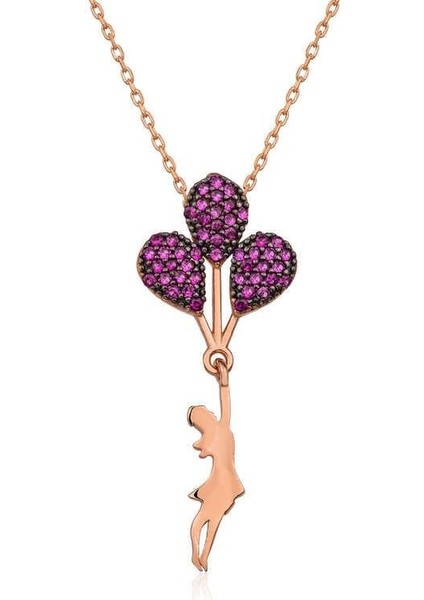 925 Ayar Gümüş Rose Kırmızı Balonlu Kız Kolye fiyatları