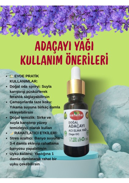 Saf Adaçayı Yağı 20ML - Cilt Arındırma & Rahatlatma Etkisi (Sage Oıl) 20ML fırsatları