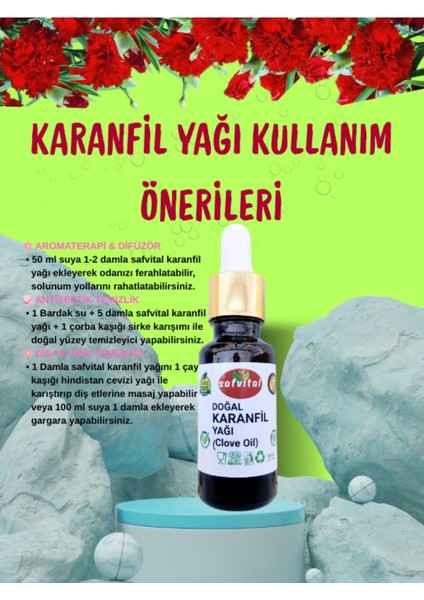 Doğal 20 ml Karanfil Yağı - Diş Bakımı, Cilt & Saç Bakımı - Masaj Yağı - (Clove Oil) 20ML fırsatları