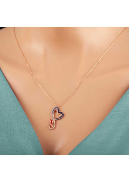 Gümüş Rose Kalpli Kelebek Kadın Kolye fırsatları