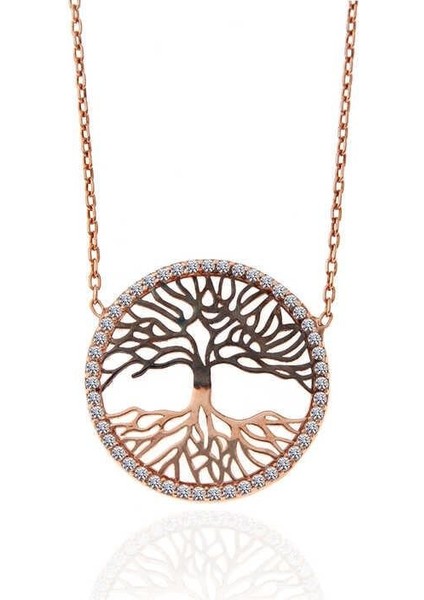 925 Ayar Gümüş Rose Hayat Ağacı Kadın Kolye fiyatları