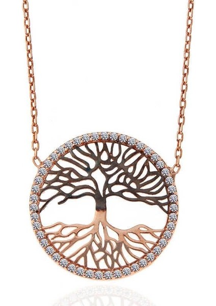 925 Ayar Gümüş Rose Hayat Ağacı Kadın Kolye indirimleri