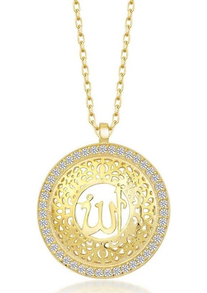 Gümüş Gold Allah Yazılı Kadın Kolye fırsatları