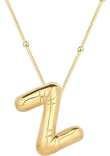 925 Ayar Gümüş Gold Balon Z Harfi Kadın Gümüş Kolye