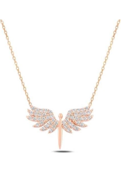 925 Ayar Gümüş Rose Mikail Meleği Kadın Gümüş Kolye