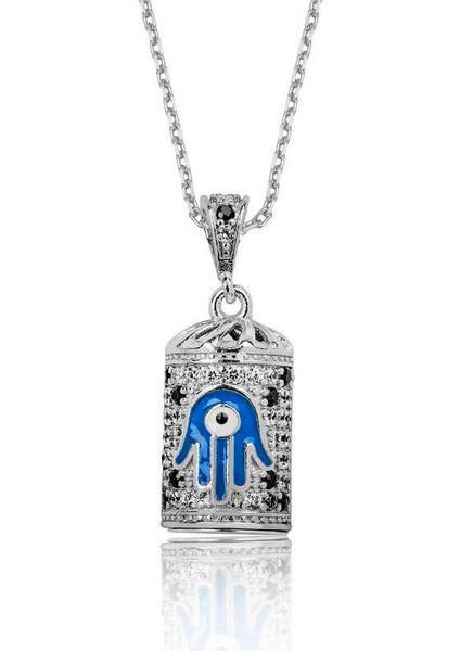 925 Ayar Gümüş Fatma Ana Eli Cevşen Dualı Gümüş Kolye