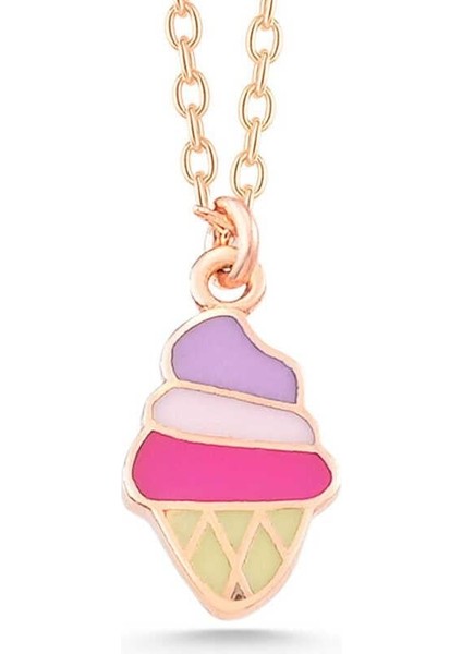 925 Ayar Gümüş Rose Renkli Dondurma Kadın Kolye modelleri