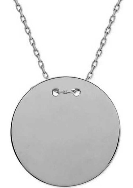 925 Ayar Gümüş Yuvarlak Plaka Kolye