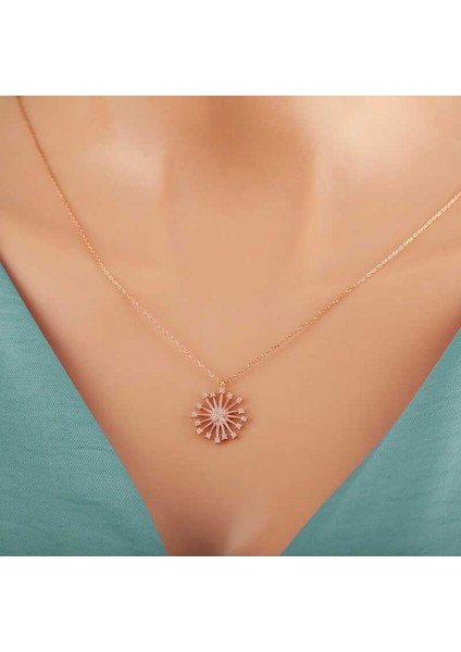 ​925 Ayar Gümüş Rose Çiçek Kadın Gümüş Kolye fırsatları