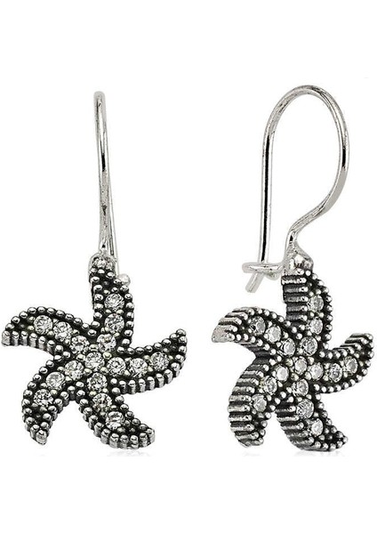 925 Ayar Gümüş Deniz Yıldızı Sallantılı Küpe