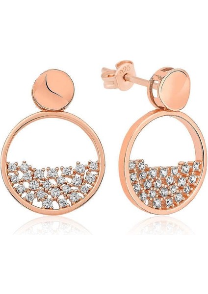 925 Ayar Gümüş Rose Çiğ Damlası Küpe