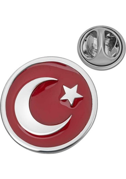 925 Ayar Gümüş Ay Yıldız Rozet