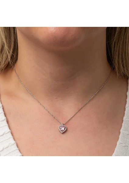 Gümüş Pembe Kalp Kadın Kolye indirimleri