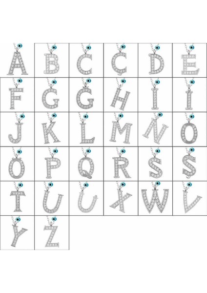 925 Ayar Gümüş Nazar Rodyum Ç Harfi Kadın Gümüş Kolye fiyatları