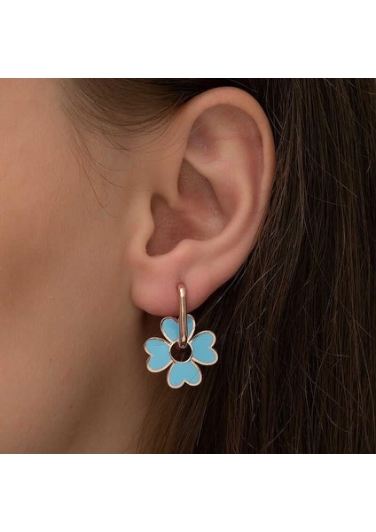 ​gümüş Fosforlu Mavi Yonca Küpe modelleri