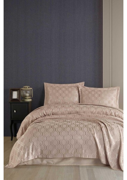 Yatak Örtüsü Takımı Tek Kişilik Şönil Kumaş Andrea Ekru